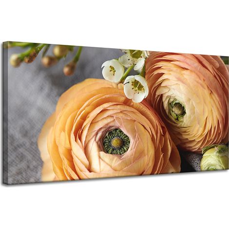 Lienzo impreso con motivos botánicos y florales, 120x60 cm.