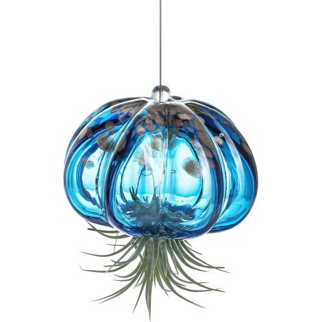 Pot de plante aérienne soufflé en méduse bleue - Cadeau mignon pour chambre, jardin et fête de mariage (sans plantes) (1/5)