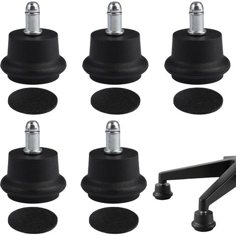5 Pièces Roulette Chaise Bureau 2 Pouces avec Feutre Noir Roulettes Fauteuil Gaming 11mm x 22mm, Roues de Remplacement pour Chaise de Bureau, Patins pour Chaises pour Parquet (1/5)