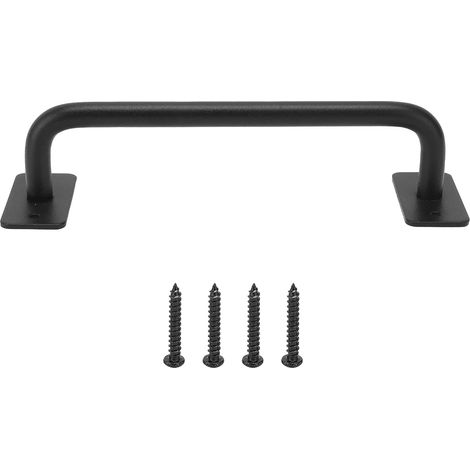 Poignée de porte grange en acier au carbone, design sergé mat (1/5)