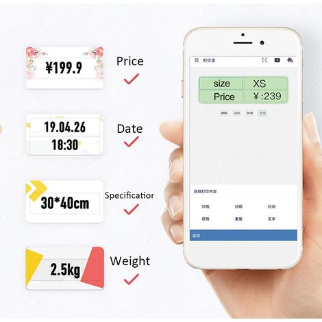 Étiqueteuse portable thermique, imprimante d'étiquettes nom et prix, format de poche, connexion sans fil Bluetooth avec application, idéale pour la maison, le bureau, les supermarchés et les magasins.