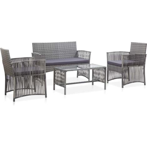 Maison Exclusive - Set Divani da Giardino 4 pz con Cuscini in Polyrattan Antracite (1/5)