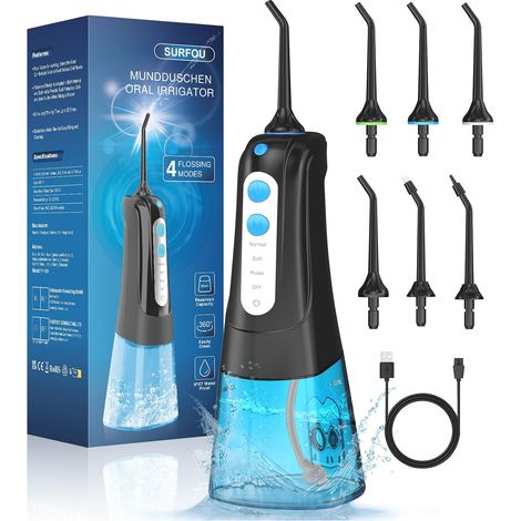 Jet Dentaire Hydropulseur Professionnel Hydropulseurs et Irrigateurs, Water Flosser for Teeth Nettoyage Dents Jet D'eau, Détartreur Dent Nettoyeur Pulseur Interdentaire Irrigateur Portable (1/5)