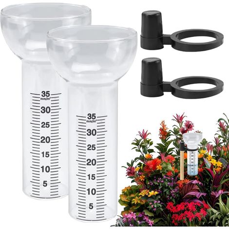 2 Pieces Rain Gauge Glass Clear Replacement Cups, Rain Gauge Outdoor Replacement Tube with High Visibility Markings, Professional Measurement Cylinders, Weather Monitoring Tool for Yard Lawn Garden (1/5)