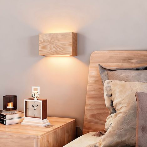 Lampe murale à gradation tactile, moderne et minimaliste, bois de Frêne, 6W, 20cm, tête de lit salon salle à manger décor mural de fond (1/5)