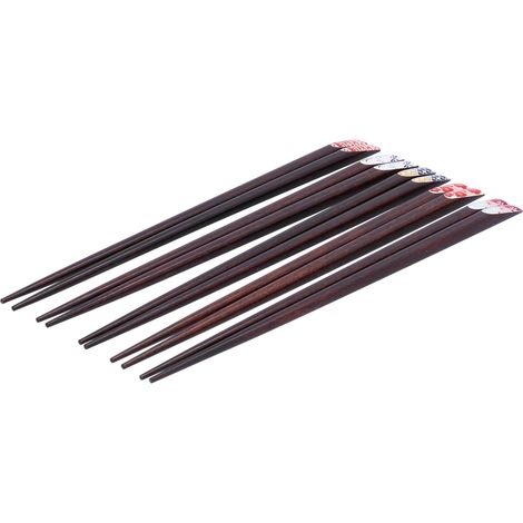 5 paires de baguettes en bois japonaises réutilisables, set cadeau housewarming innovant (1/5)