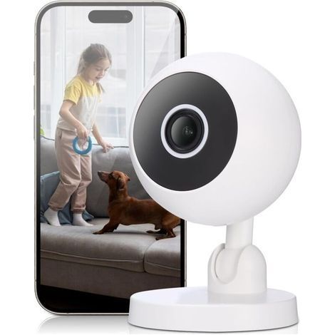 Caméra de surveillance WiFi intérieure 1080P – Vision nocturne infrarouge – Détection de mouvement – Audio bidirectionnel – Angle de 360° (1/5)