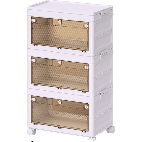 Bacs de rangement, design empilable, matériau durable, Bacs de rangement à 3 niveaux (1/2)