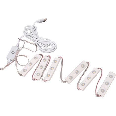 Miroir de maquillage LED à luminosité réglable, branchement USB, guirlande lumineuse DIY, 6 guirlandes (18 puces lumineuses) (1/5)