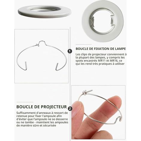 GU10 MR16 Anneaux à ressort de retenue Clips de Fixation à Ressort pour lampes ampoules halogènes LED clips de fixation ampoule led pour spot encastrable (1/3)