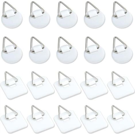 Confezione da 20 supporti adesivi invisibili, 2,5 cm, supporti adesivi verticali per targhe da parete, targhe per piatti, quadri, oggetti decorativi (bianchi)