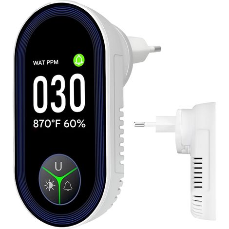 Détecteur de CO – Version à brancher – Alimentation avec écran HD et surveillance 3 en 1 – 1 pièce – Blanc (1/5)
