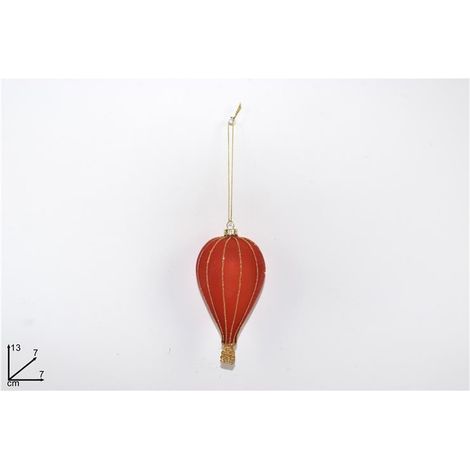 Appendino Decorativo Natale Mongolfiera in Vetro Rossa 13 cm