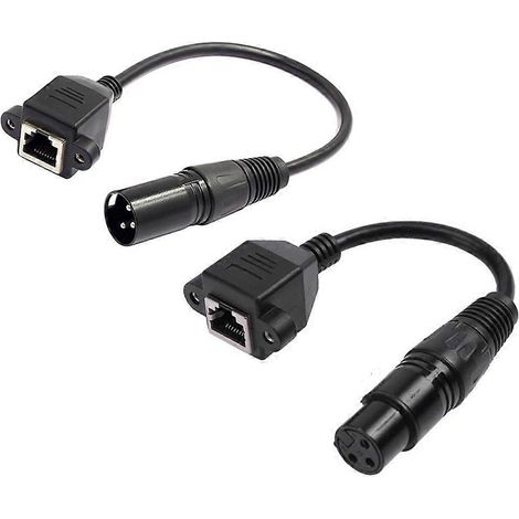 1 paire d'adaptateurs XLR 3 broches vers RJ45 femelle, câble d'extension RJ45 vers XLR DMX pour contrôleurs DMX-CON (1/5)