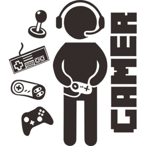 Autocollant mural Gamer Boy Decal, Stickers muraux de jeux vidéo, Amovible Gamer World pour Net Bar Salons Chambre Chambre Salle de Jeux et Garçons Chambre Murs Fond Décoration (1/5)