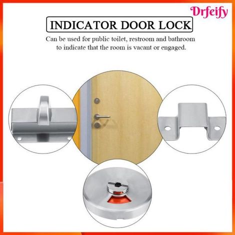 Serrure de porte indicatrice - - Modèle universel - Acier inox 201 - Indicateur rouge/vert - Pour portes 12-18 mm (1/5)