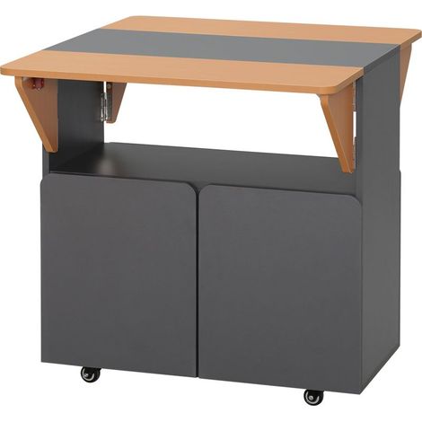 Table Pliable Gain de Place 4 Personnes max avec 4 Roues, Étagère Cachée et Armoire à Portes, 70x83x75 cm (1/5)