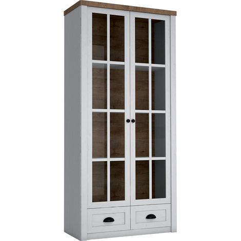Credenza 2 ante 2 cassetti Léandre bianco e marrone 198,1cm