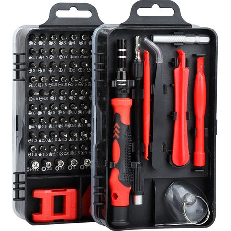 Jeu de tournevis en acier carbone, outil polyvalent pour réparation électronique, démontage de montres et smartphones, rouge (1/5)