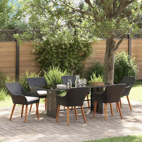 Conjunto de Comedor de Jardín 7 pcs Negro ratán sintético vidaXL (1/5)
