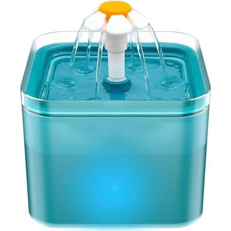Cat Water Fountain, Ultra Quiet Cat Water Fountain, Water Fountain with LED Light, 2 Liters, Multiple Filtration, Provide Running Water, Three Water Flow Modes (1/5)