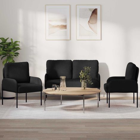 Sofagarnituren 3 pcs Schwarz 115 x 56 x 80 cm Sperrholz