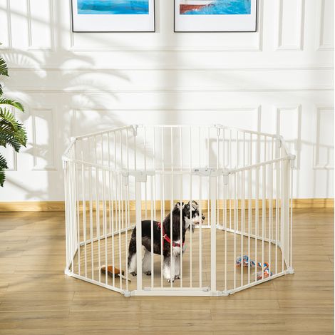 Parque plegable para cachorros con puerta, 8 paneles, 60 x 76 cm, blanco DESVIAE (1/5)