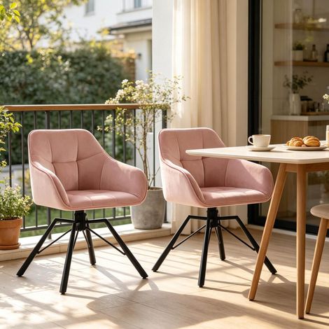Sedia da pranzo girevole in velluto rosa 57x50x82,5 cm FloraGrace (1/5)