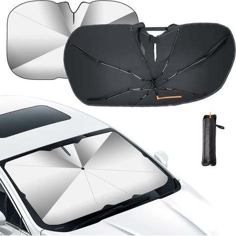 Parasol para parabrisas, protector de parabrisas para coche, protector plegable con clip para cable para coche, 65128 cm/2650 pulgadas (1/4)