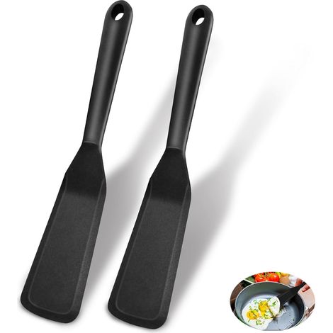 Spatule Cuisine,2 Pièces Mini Spatules Patisserie Silicone Spatule à Crêpes,Spatule Poele en Silicone pour les Poêles Anti Adhésifs,Spatule Coudée Marises de Cuisine pour Omelette,Steak (1/5)