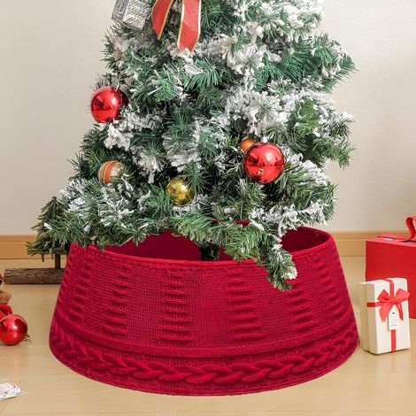 Christmas Tree Skirt Foot Cover Red Christmas Tree Foot Cover Suitable for Festive Christmas Decorations New Year and Thanksgiving (1/5)
