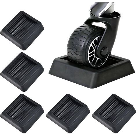 Patins Antidérapants pour roulettes de Meubles Lot de 5 Cups Carrés en TPE Fixe et Protège Tous Les Sols pour Chaise de Bureau, Canapé, Lit (1/5)