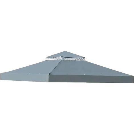Auvent de Gazebo, Design Imperméable, Flux d'Air Amélioré, Gris Amélioré, 3m  3m-d (1/2)