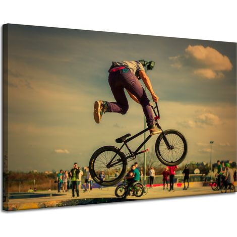 Leinwanddruck Jugend-Fahrradakrobatik 120x80 cm