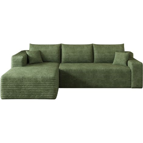 CHICFURN Divano angolare 241x151x58 cm in tessuto verde, senza montaggio per soggiorno (1/5)
