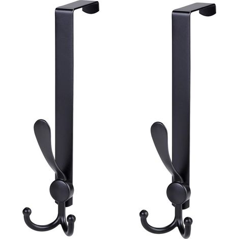 Porte-Manteau Porte 2pcs Acier Inoxydable Sans Perçage Crochet Largeur 4.5cm Noir pour Chambre Salle de Bain Cuisine (1/5)