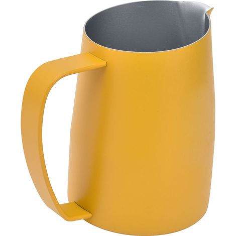 Milchaufschäumkännchen mit spitzem Ausguss, 450 ml, abgeschrägter Deckel, PTFE-Beschichtung, für Kaffeemaschinen, CafeYellow (1/5)