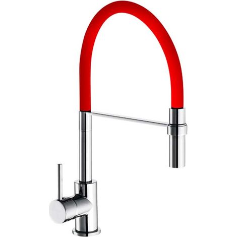 Idro-bric rubinetto miscelatore mix lavello bocca alta serie winter colore rosso scarub0779ro (1/4)