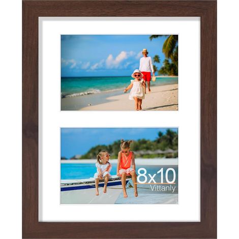 Cadre de collage affiche deux images avec passe partout mural ou table support 8x10 pouces 4x6 Marron (1/5)