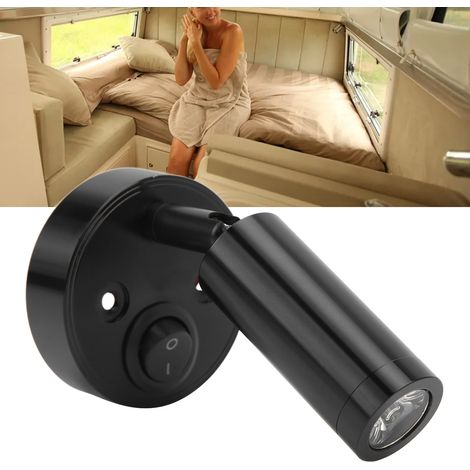 Lampe de lecture LED 3W 12‑24V pour bateau, camping‑car, SUV, alliage d'aluminium chromé noir, lumière chaude