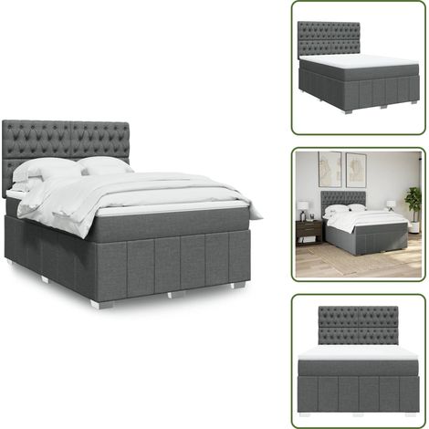 Sommier à lattes de lit avec matelas Gris foncé 160x200cm Tissu - Sommier À Lattes De Lit - Sommiers À Lattes De Lit - Lit - Meuble De Chambre À Coucher (1/5)