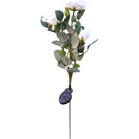 Bardusch - Lampada da giardino solare decorativa a 3 luci con design floreale e rosa bianca (1/3)