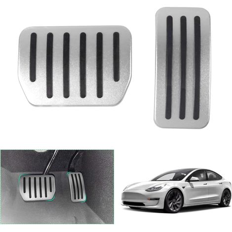 Anwendbares Tesla Model Y Juniper 2025 2026/ Model 3 2022-2025 2026 Gas- und Bremspedale, Model 3 Highland-Pedalkappen, Fußstützenabdeckung, Tesla Model Y 2025 Zubehör (Silber) (1/5)