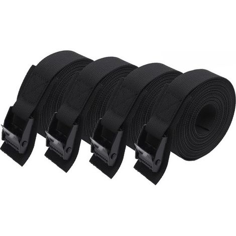 Sangles d'arrimage - 1,5 mètre - Sangles d'arrimage pour vélo avec boucle à pince - Lot de 4 - Sangles de fixation - boucle à pince - Sangles d'arrimage pour porte-vélos avec boucle métallique - Sangl (1/5)