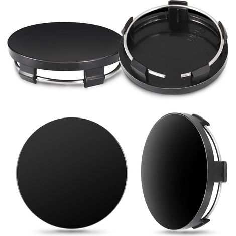 Wheel Centre Caps – 4 Piece Wheel Centre Hub Caps, 60 mm, ABS Plastic Hub Caps, Wheel Trims and Wheel Trims Accessories for Cars (Black)
