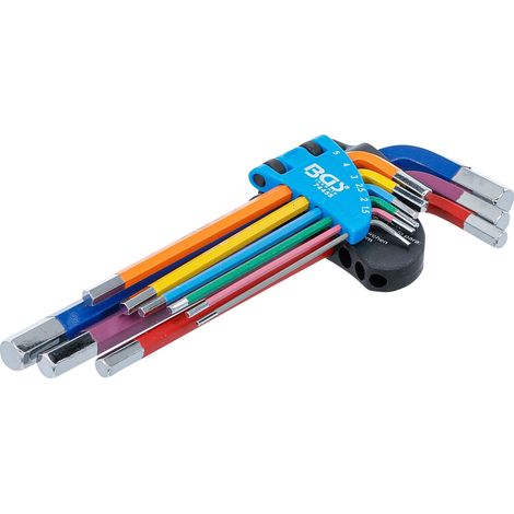 BGS Juego de llaves angulares multicolores hexagonales internas 1,5 - 10 mm 9 piezas - 74455 (1/4)