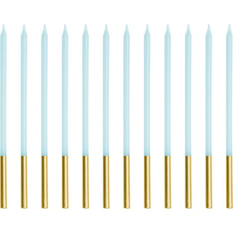 Glatte Geburtstagskerzen – hellblau, 14 cm, 12er-Set (1/3)