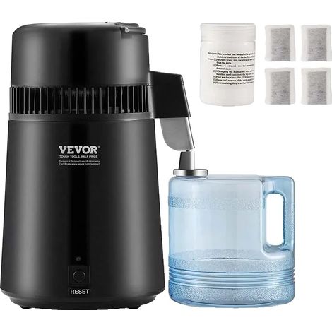 Distillateur d'eau, capacité de 1,05 gallon, puissance de 750 watts, acier inoxydable de qualité alimentaire, design compact, taux de distillation rapide (1/5)