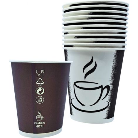 Bicchieri di carta stampati, ecologici, 250 ml, 50 pezzi, senza SUP (1/2)