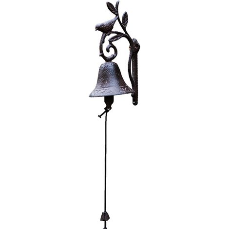 Handbetriebene Glocke aus Gusseisen mit Blumen- und Vogelmotiv, Windspiel, Dekoration für den Villenhof, Gartenornament im Retro-Stil, Geschenk